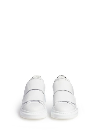 Front View - Click To Enlarge - ALEXANDER MCQUEEN - Chunky outsole suede trim leather sneakers