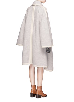 Back View - Click To Enlarge - CHLOÉ - Wide sleeve cotton trim llama blend coat