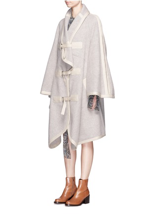 Front View - Click To Enlarge - CHLOÉ - Wide sleeve cotton trim llama blend coat