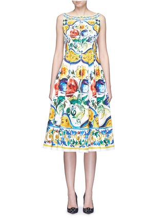 Main View - Click To Enlarge - - - Maiolica print open back cotton dress