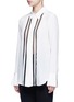 Front View - Click To Enlarge - THEORY - 'Alwinth' lace insert pleated silk shirt