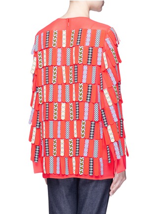 Back View - Click To Enlarge - EMILIO PUCCI - Check star print glove finger fringe top