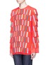 Front View - Click To Enlarge - EMILIO PUCCI - Check star print glove finger fringe top