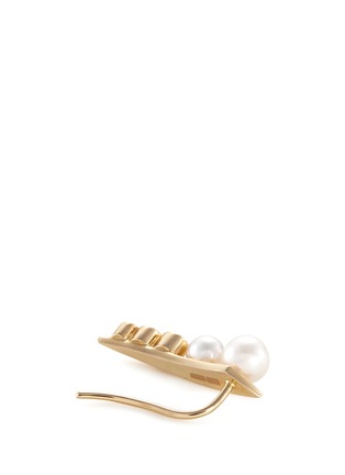 Detail View - Click To Enlarge - SOPHIE BILLE BRAHE - 'Petite Croissant Perle' diamond akoya pearl single climber earring