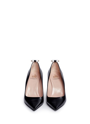 Front View - Click To Enlarge - LANVIN - Faux pearl Spazzolato leather pumps