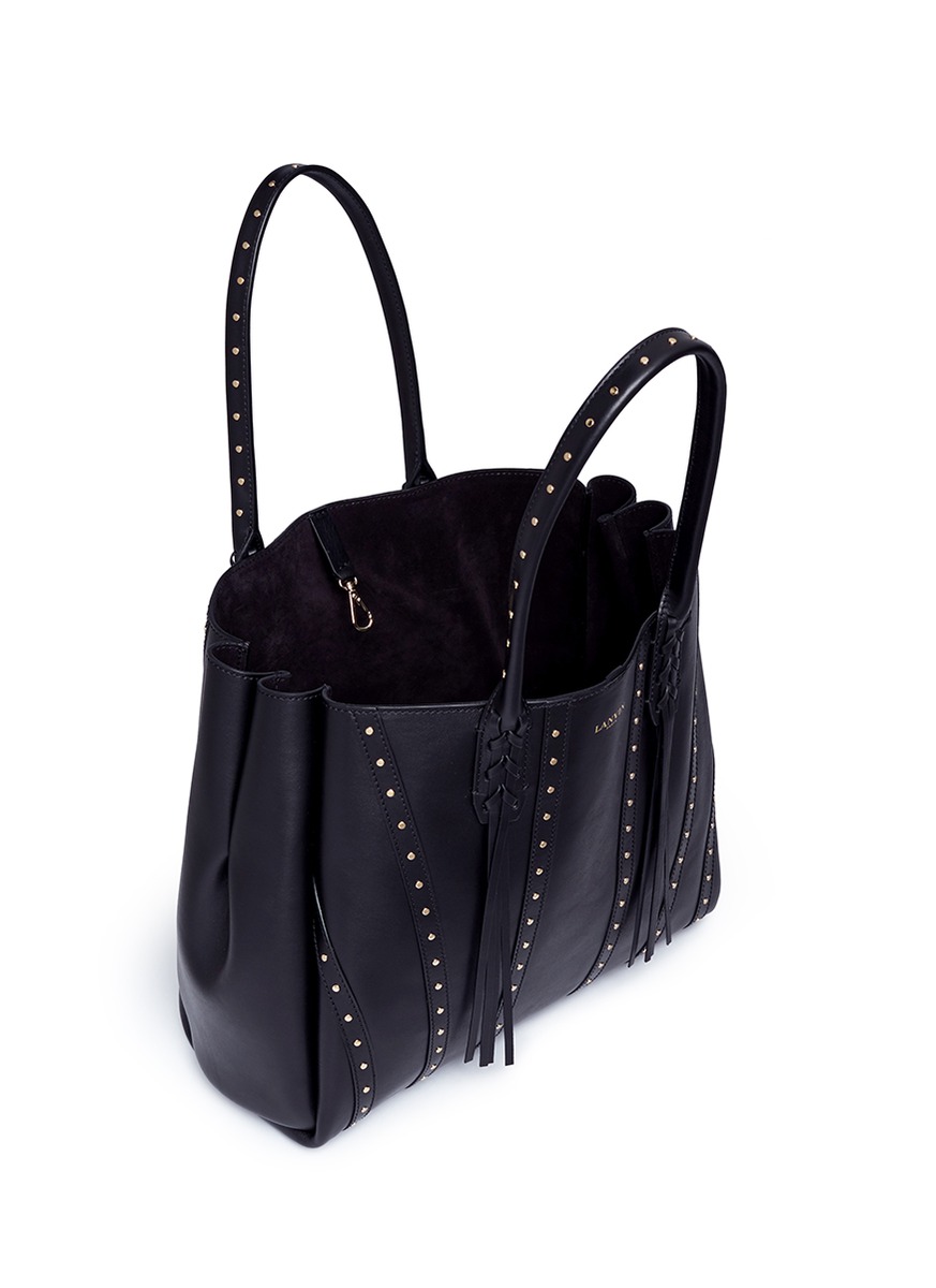 LANVIN ''Small Shopper' Stud Tassel Leather Tote Bag