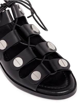 Detail View - Click To Enlarge - ALEXANDER WANG - 'Patricia' rivet lace-up leather flat sandals
