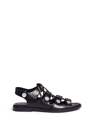 Main View - Click To Enlarge - ALEXANDER WANG - 'Patricia' rivet lace-up leather flat sandals