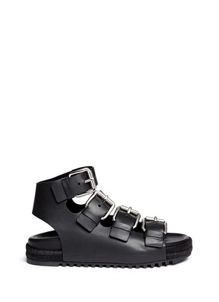 Main View - Click To Enlarge - ALEXANDER WANG - 'Idina' buckled leather espadrille sandals