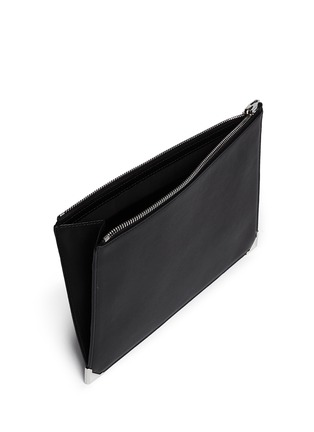 Detail View - Click To Enlarge - ALEXANDER WANG - 'Prisma' flat leather zip pouch