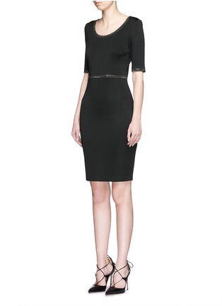 Front View - Click To Enlarge - ST. JOHN - Bead trim Milano knit dress