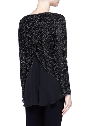 Back View - Click To Enlarge - ST. JOHN - Silk georgette back metallic knit top