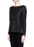 Front View - Click To Enlarge - ST. JOHN - Silk georgette back metallic knit top