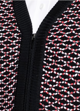 Detail View - Click To Enlarge - ST. JOHN - 'Regatta' wool blend diamond knit zip cardigan