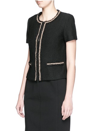 Front View - Click To Enlarge - ST. JOHN - Bead trim cropped shimmer knit jacket
