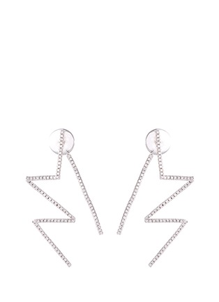 Main View - Click To Enlarge - LYNN BAN - 'Pave Flash' diamond sterling silver earrings