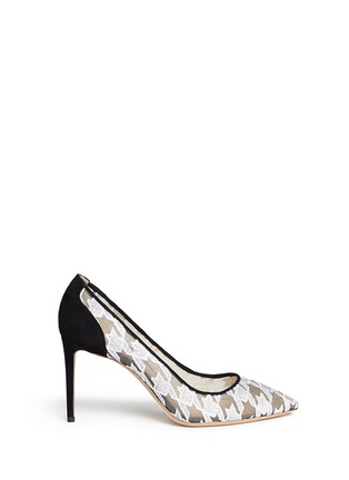 Main View - Click To Enlarge - NICHOLAS KIRKWOOD - Houndstooth embroidery suede pumps