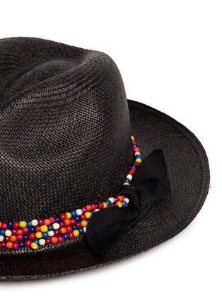 Detail View - Click To Enlarge - SENSI STUDIO - Beaded straw panama hat
