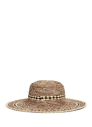Main View - Click To Enlarge - SENSI STUDIO - 'Hippie' tribal crochet straw hat