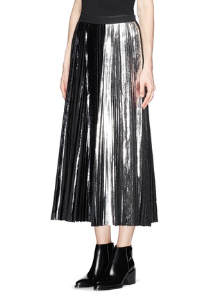 Front View - Click To Enlarge - PROENZA SCHOULER - Foil print plissé pleat maxi skirt