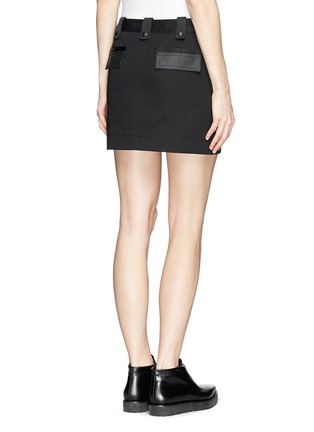 Back View - Click To Enlarge - ALEXANDER WANG - Matte coated patch twill skirt