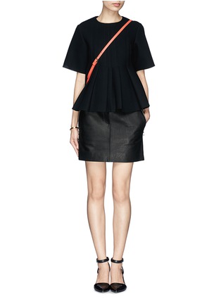 Figure View - Click To Enlarge - ALEXANDER WANG - Expansion side zip leather skirt