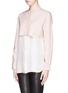 Front View - Click To Enlarge - 3.1 PHILLIP LIM - Collarless layer silk-cotton combo shirt