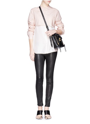 Figure View - Click To Enlarge - 3.1 PHILLIP LIM - Collarless layer silk-cotton combo shirt