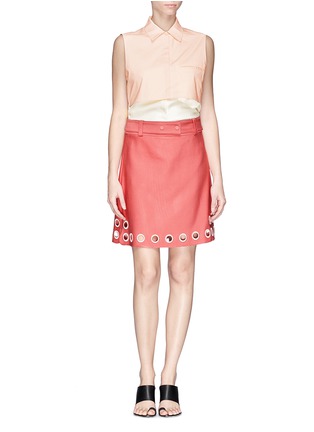 Figure View - Click To Enlarge - 3.1 PHILLIP LIM - Eyelet cutout hem twill skirt