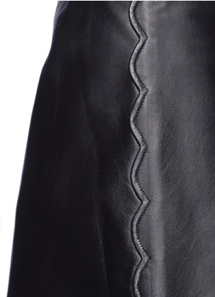 Detail View - Click To Enlarge - TORY BURCH - 'Linley' scallop edge A-line leather skirt