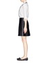 Detail View - Click To Enlarge - TORY BURCH - 'Linley' scallop edge A-line leather skirt