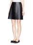 Front View - Click To Enlarge - TORY BURCH - 'Linley' scallop edge A-line leather skirt
