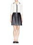 Figure View - Click To Enlarge - TORY BURCH - 'Linley' scallop edge A-line leather skirt