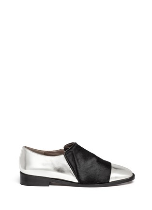 Main View - Click To Enlarge - MARNI - Leather and calf hair slip-ons