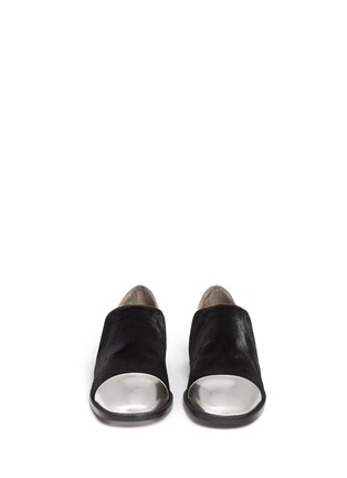 Figure View - Click To Enlarge - MARNI - Leather and calf hair slip-ons