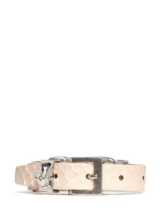 Main View - Click To Enlarge - ALEXANDER MCQUEEN - Chain and skull snakeskin bracelet