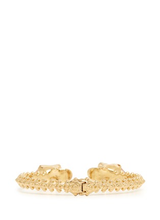 Back View - Click To Enlarge - ALEXANDER MCQUEEN - Crystal crown twin skull cuff