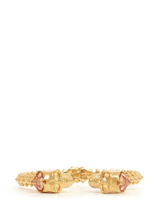 Main View - Click To Enlarge - ALEXANDER MCQUEEN - Crystal crown twin skull cuff