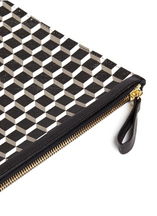 Detail View - Click To Enlarge - PIERRE HARDY - Leather trim large cube pattern zip pouch