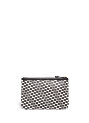 Back View - Click To Enlarge - PIERRE HARDY - Leather trim large cube pattern zip pouch
