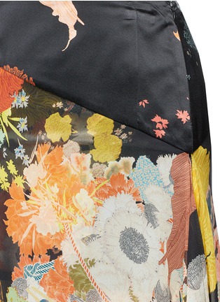 Detail View - Click To Enlarge - DRIES VAN NOTEN - 'Sayce' asymmetric crepe overlay floral print satin skirt