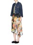 Figure View - Click To Enlarge - DRIES VAN NOTEN - 'Sayce' asymmetric crepe overlay floral print satin skirt