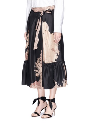 Front View - Click To Enlarge - DRIES VAN NOTEN - 'Skey' floral print silk satin wrap skirt