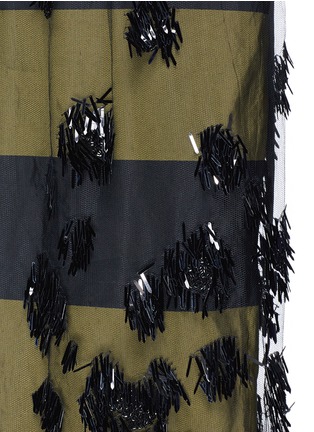 Detail View - Click To Enlarge - DRIES VAN NOTEN - 'Schiller' paillette pompom tulle overlay stripe taffeta skirt
