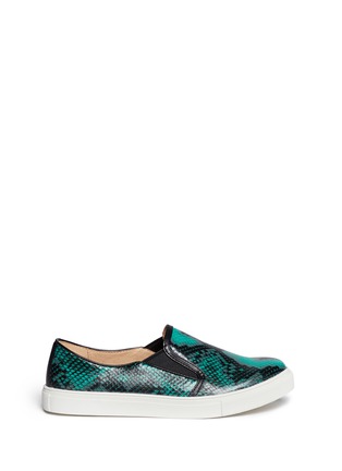 Main View - Click To Enlarge - PEDDER RED - Snake print leather skate slip-ons