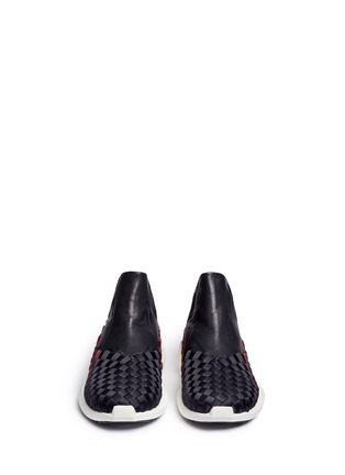 Front View - Click To Enlarge - ASH - 'Quake' leather cuff woven ombré sneakers