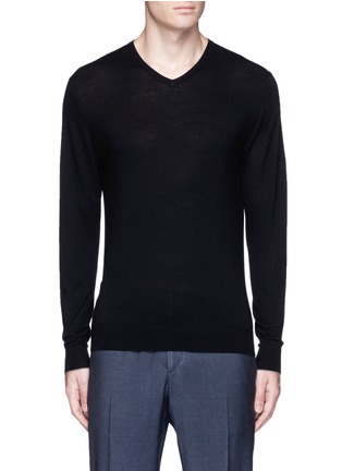 Main View - Click To Enlarge - THREADSMITH - 'Newman' V-neck ultrafine Merino wool sweater
