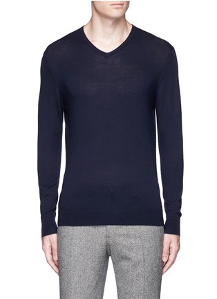 Main View - Click To Enlarge - THREADSMITH - 'Newman' V-neck ultrafine Merino wool sweater