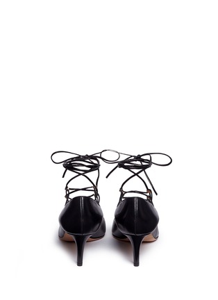 Back View - Click To Enlarge - VALENTINO GARAVANI - 'Rockstud' caged lace-up leather pumps
