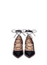 Front View - Click To Enlarge - VALENTINO GARAVANI - 'Rockstud' caged lace-up leather pumps